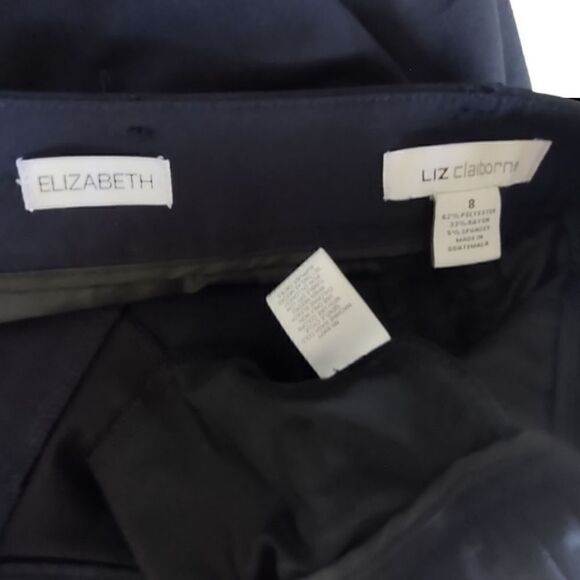 Liz Claiborne Navy Pants Elizabeth Dressy Straight Legs Poly Rayon Spandex 8 - Picture 6 of 7